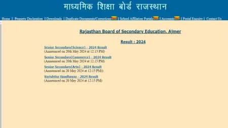 RBSE 12th Result 2024 (Out): Website to check marks