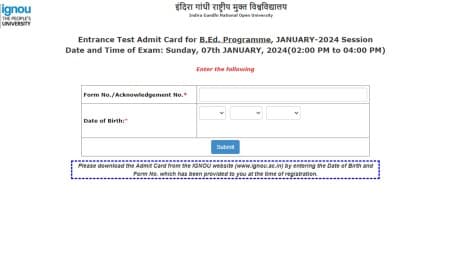 IGNOU BEd 2024: Admit cards out at ignou.ac.in, exam on January 7