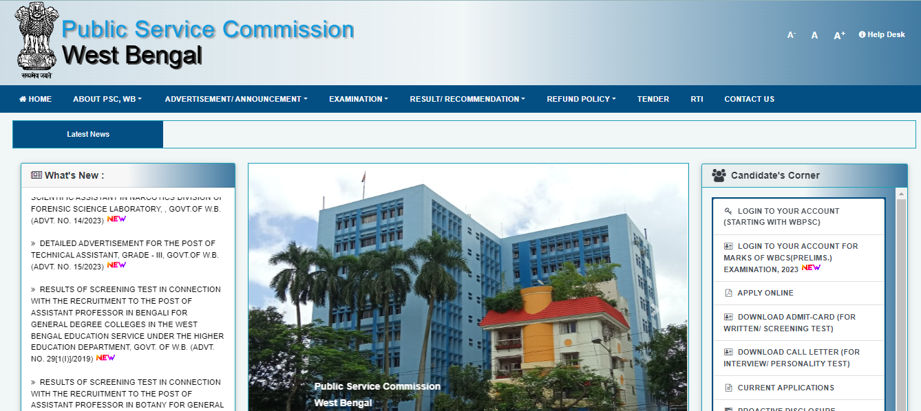 WBPSC Result 2024 Website