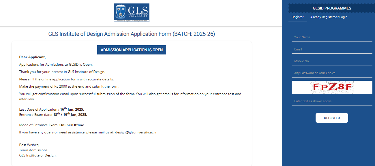 GLS University Official website