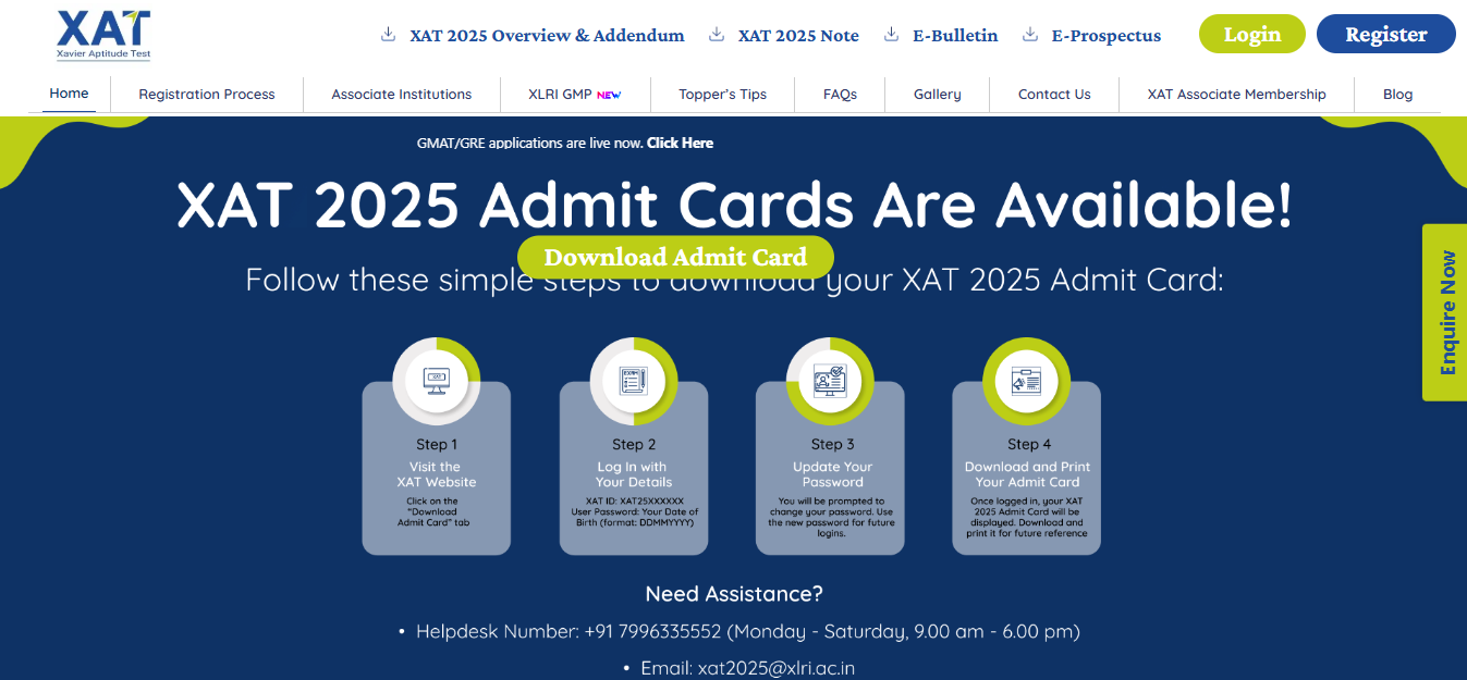 XAT admit card website