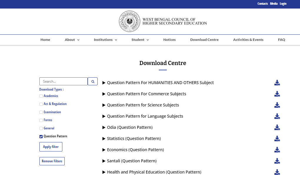 WB Class 12 Exam Pattern 2025 Official Website