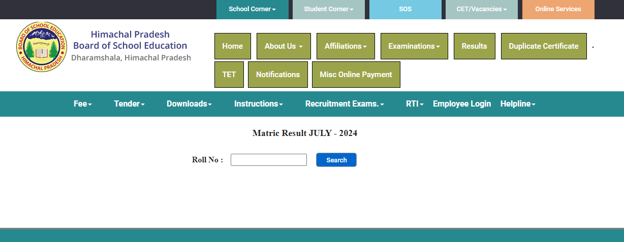 HPBOSE Matric July Result 2024 Link