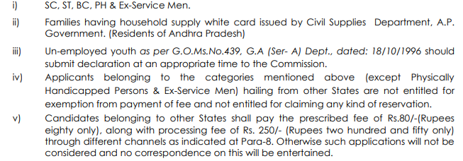 APPSC group 4 fee exemption