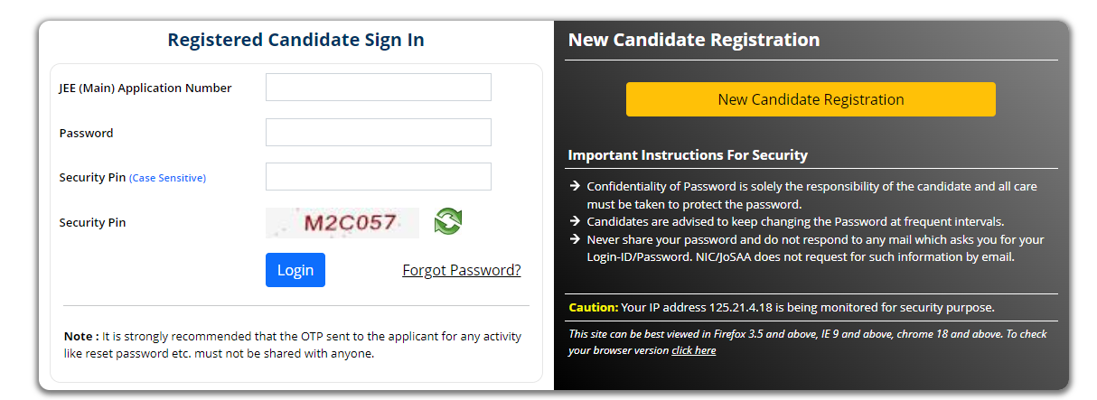 JoSAA Counselling Login 