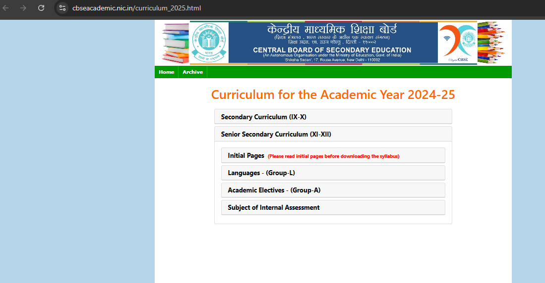 CBSE Class 12 Syllabus 2024-25 Official Website