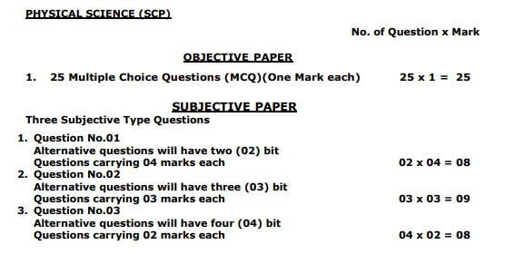 Physical Science Exam Pattern