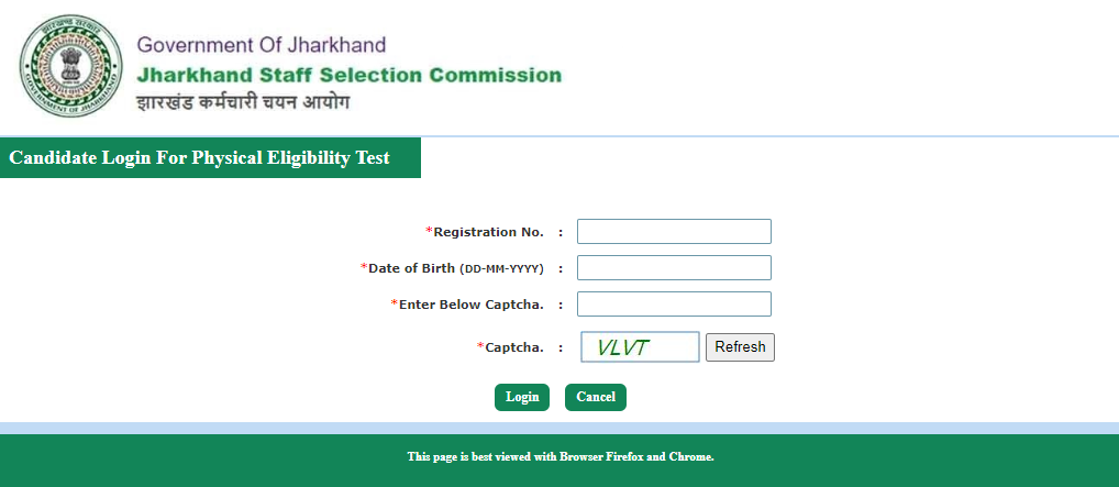 JSSC CGL admit card login window