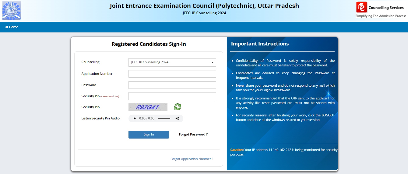 JEECUP Polytechnic Counselling 2024 Registration Window