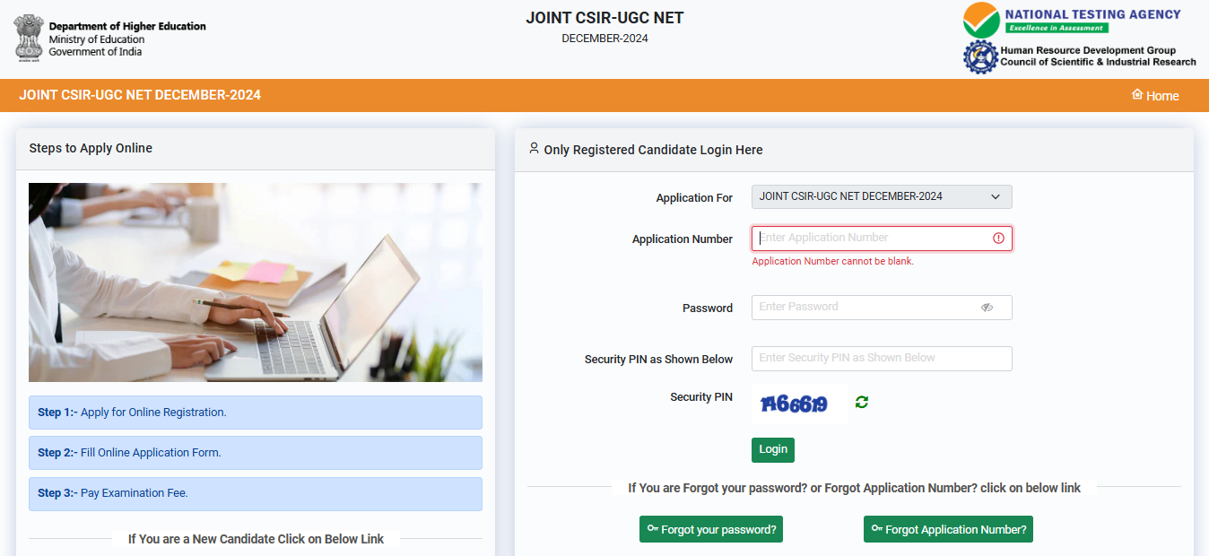 csir net application window