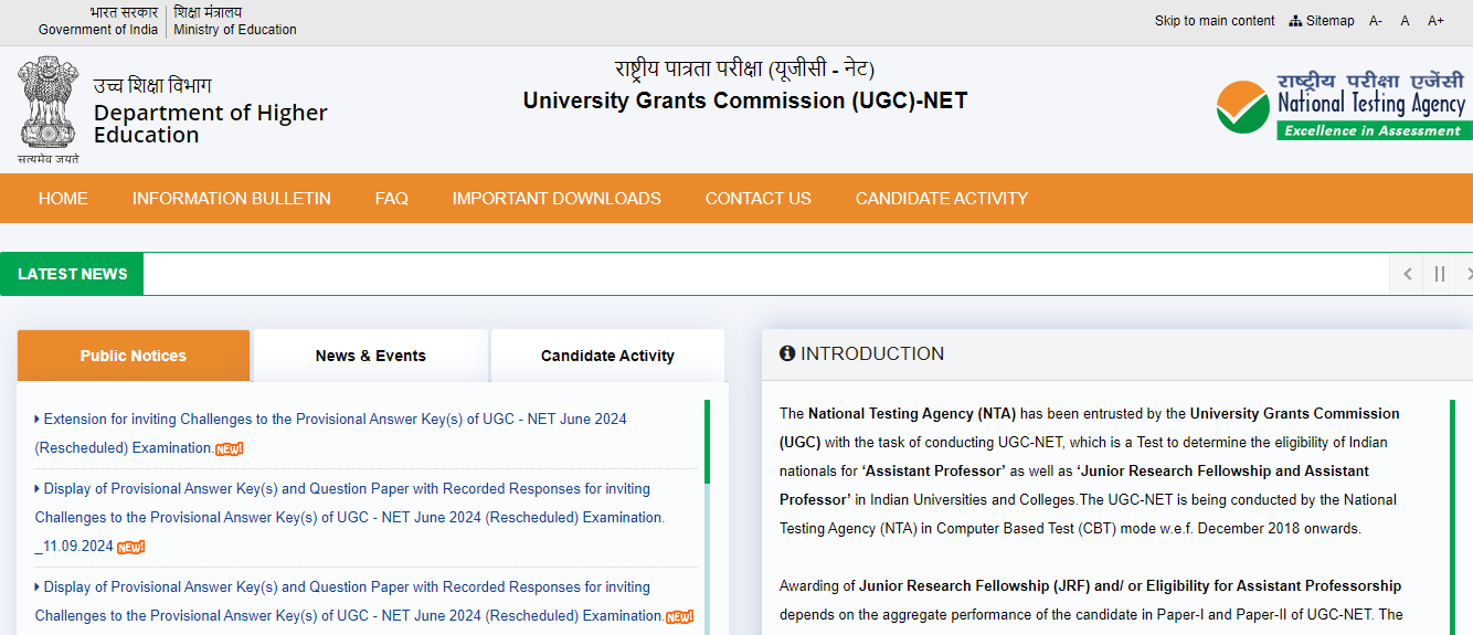 UGC NET Result 2024 Website