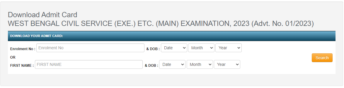 WBPSC admit card login window 2024