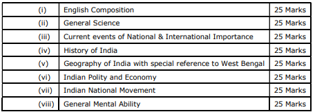 WBPSC prelims pattern