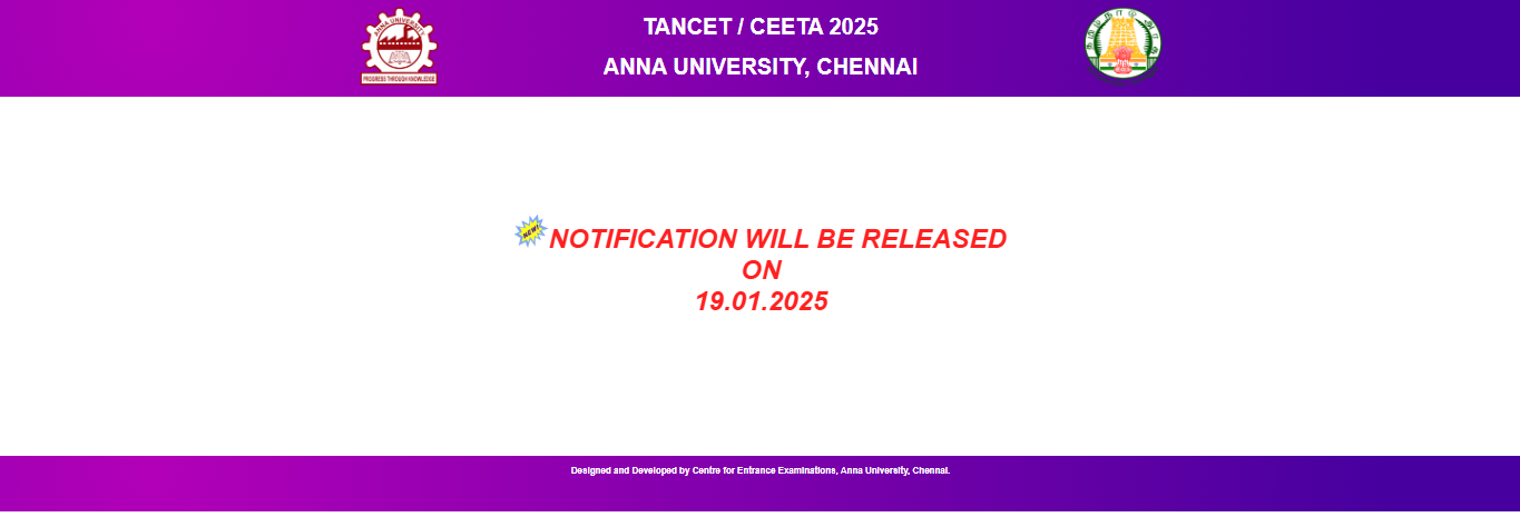 TANCET Notification 2025 Release Date