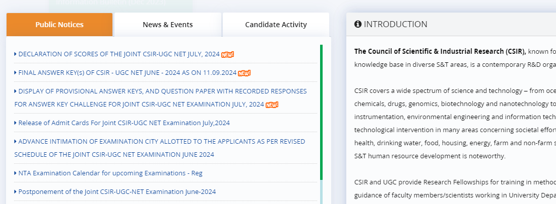 CSIR NET Result 2024 Official Website