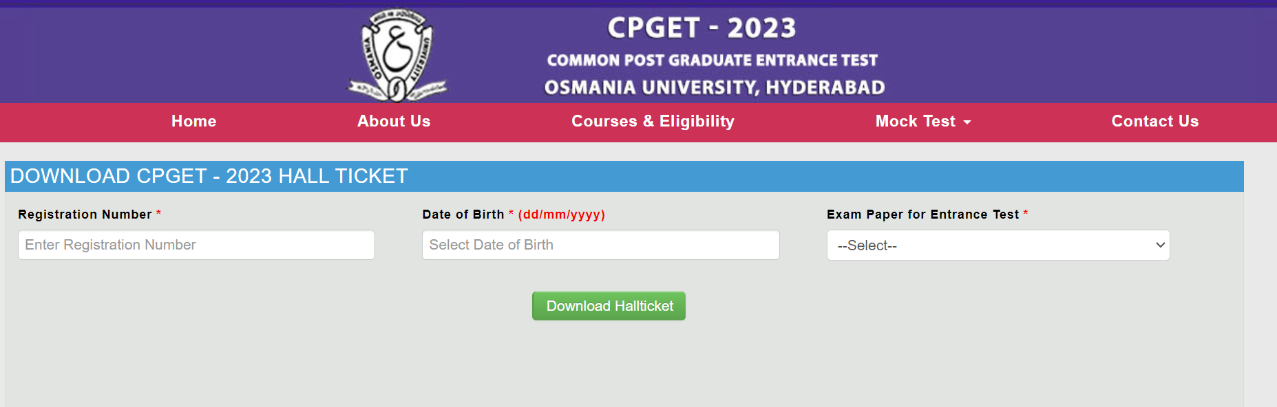 CPGET Admit Card