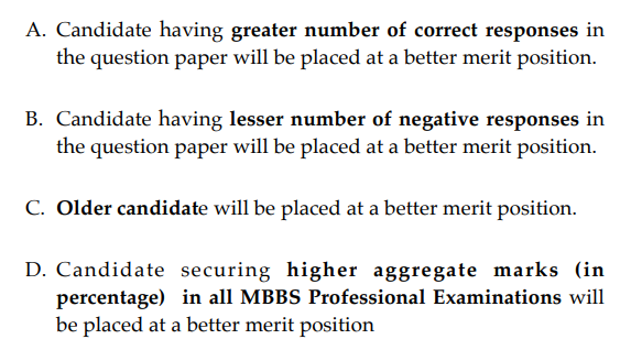 NEET SS Tie Breaker Criteria