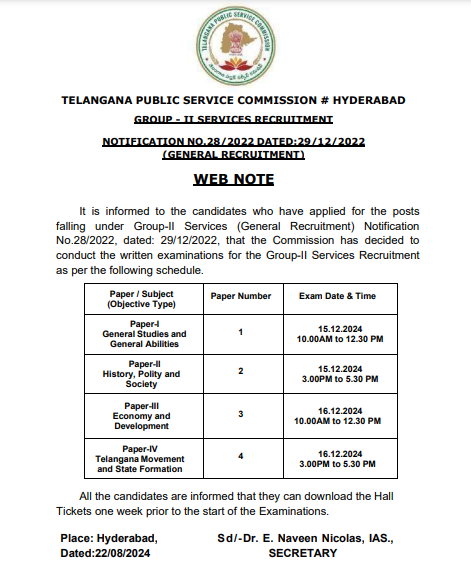 TSPSC Group 2 Exam 2024 Notification