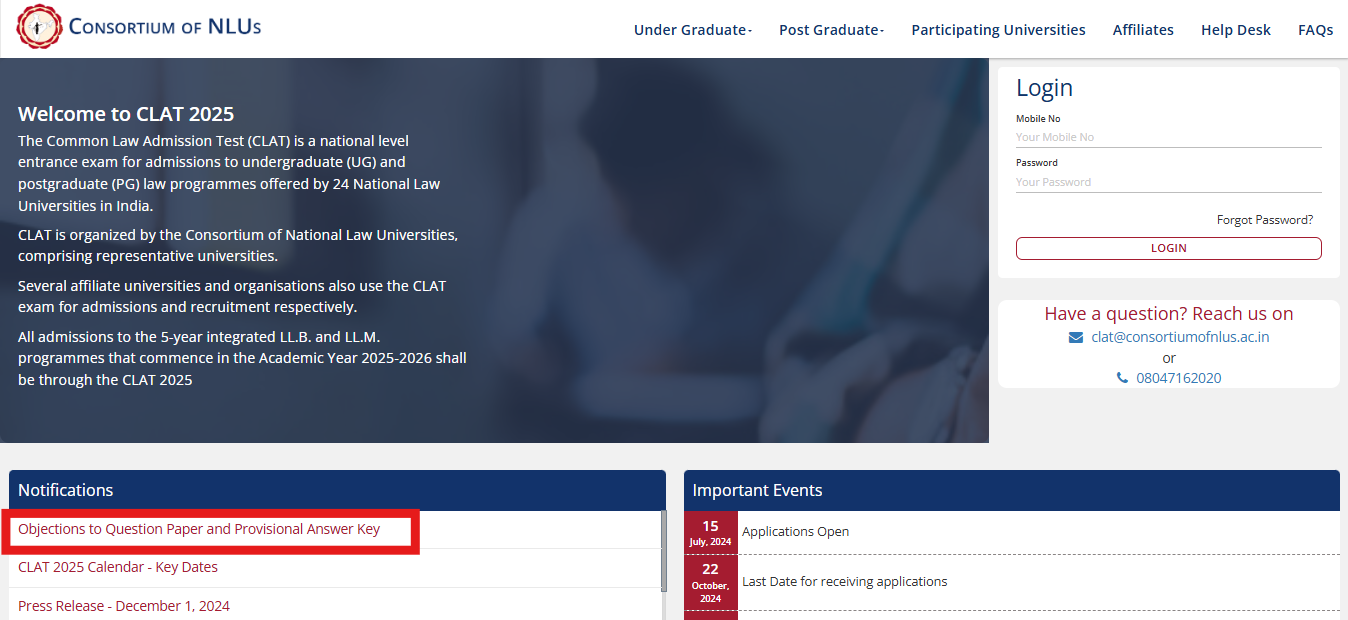 CLAT Answer Key 2025 Released At Consortiumofnlus.ac.in; Check For ...